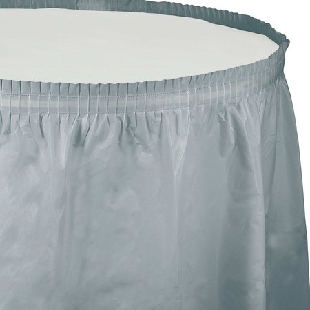 TOUCH OF COLOR Shimmering Silver Plastic Tableskirt, 14', 6PK 010043
